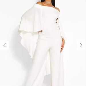 White off shoulder jumpsuit